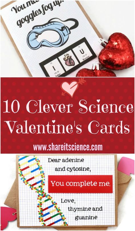 Share it! Science News : 10 Clever Science Valentine's Cards. Wonderfully funny and nerdy Valentine's Day cards from Etsy. Biology Valentines Cards, Science Valentines Cards, Biology Valentines, Nerdy Valentines Cards, Stem Valentines, Printable Hands, Science Crafts For Kids, Nerd Valentine, Science Valentines