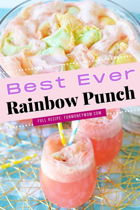 Princess Party Punch Recipes, Sherbert Alcoholic Drink, Pink Punch Recipe Non Alcoholic Kids, Sherbet Sprite Punch, 7up Sherbert Punch, Easter Sherbert Punch, Fruit Punch With Sherbert, Alcohol Sherbert Punch, Punch With Hawaiian Punch And Sprite