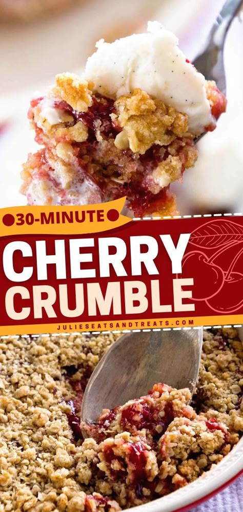 Cherry Crumble Recipe, Cherry Crumble Pie, Cherry Pie Crumble, Pie Filling Desserts, Cherry Crisp Recipe, Cherry Pie Filling Recipes, Cherry Recipes Dessert, Cherry Cobbler Recipe, Cherry Crisp