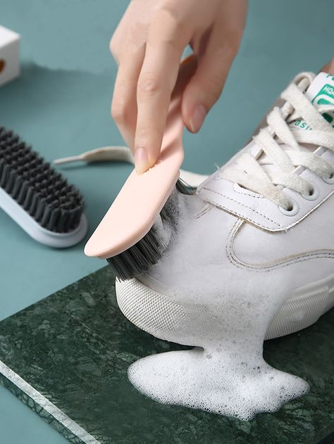 Multicolor    Plastic  Cleaning Brushes Embellished   Home Essentials Cleaning Sneakers, White Shoe Cleaner, How To Wash Shoes, Plastic Clothes, Shoes Hack, Shoe Brushes, Shoes Teen, Soft Shoes, Cleaning Accessories