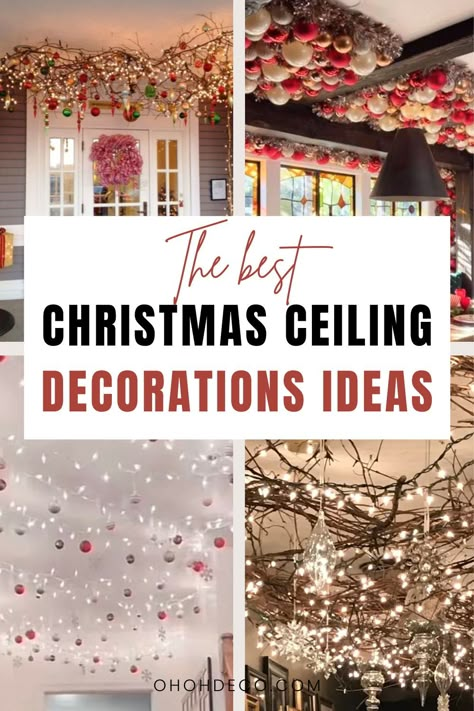 Discover breathtaking and innovative ideas to transform your Christmas celebration with stunning ceiling decorations. From dazzling chandeliers to whimsical hanging ornaments, this article will inspire you to create a festive atmosphere that will leave your guests in awe. Christmas Decor Ceiling Ideas, Christmas Decor On Ceiling, Christmas Tree On Ceiling, Christmas Porch Ceiling Decor, Office Decoration Ideas For Christmas, Decorating Ceiling Fans For Christmas, Christmas Decor For High Ceilings, Christmas Decor High Ceilings, Christmas Decorations From Ceiling