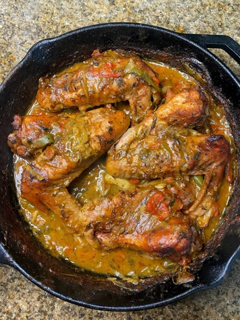 One Pan Smothered Turkey Wings Trini Food Trinidad Dishes, Smothered Turkey Wings Crockpot, Turkey Wings Recipe Smothered, Smothered Turkey Wings In Oven, Smothered Turkey Wings Soul Food, Bake Turkey Wings Recipe, Turkey Wings Recipe, Smothered Turkey Wings, Smothered Turkey