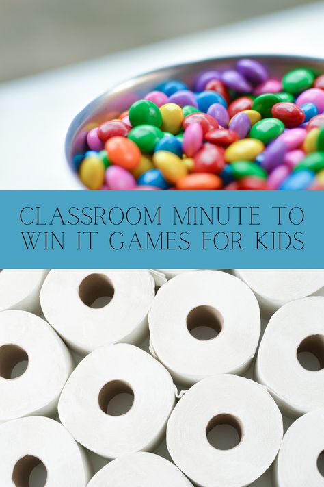 Back To School Minute To Win It Games, Spring Minute To Win It Games For Kids, Summer Class Party Games, Elementary Minute To Win It Games, Minute To Win It Reading Games, Minute To Win It Games For School, Youth Minute To Win It Games, Kindergarten Class Party Games, Party Minute To Win It Games