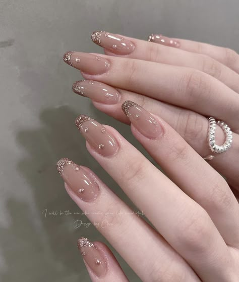 Nailart Nude, Rose Gold Nails Design, Elegant Touch Nails, Bridal Nails Designs, Wedding Nail Art Design, Nude Nail Designs, Valentine Nails, Rose Gold Nails, Pretty Nail Art Designs