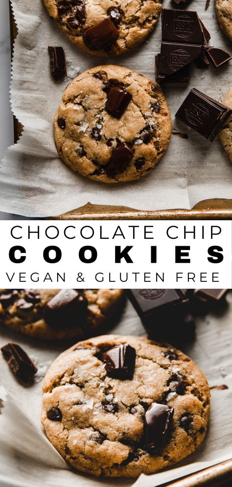 Vegan Chocolate Chunk Cookies, Vegan Soft Chocolate Chip Cookies, Vegan Soft Cookies, Gf Vegan Cookies, Vegan Gf Cookies, Gfdf Recipes, Cashew Butter Cookies, Vegan Chocolate Chip Cookie Recipe, Vegan Gluten Free Cookies