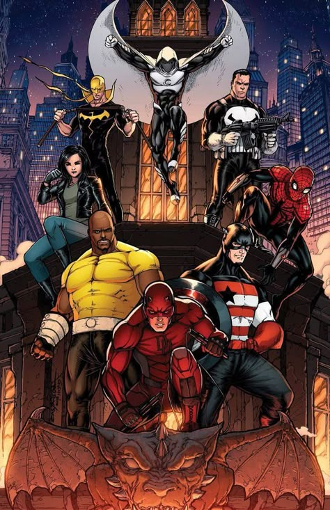 Marvel Defenders, Daredevil Art, Defenders Marvel, Marvel Knights, Marvel Superheroes Art, Superhero Poster, Marvel Characters Art, Marvel Superhero Posters, Marvel Artwork