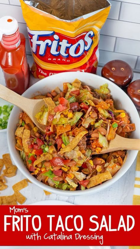 Taco Salad With Catalina Dressing, Catalina Dressing Recipes, Frito Salad, Frito Taco Salad, Catalina Dressing, Chili Relleno, Mexican Salads, Authentic Mexican Recipes, Taco Salads