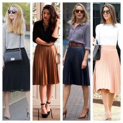 20 Ideas How To Wear Skirt For Work - Amazing Ways To Style Work Outfits With Skirt Professional Skirt, Rok Outfit, Pleated Skirt Outfit, Pleated Skirts, Work Skirts, Elegante Casual, Mode Casual, Outfit Trends, Inspired Outfits