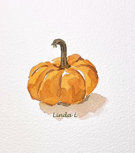 watercolor pumpkin Watercolor Pumpkins Autumn, Beginners Watercolor, Painting Pumpkin, Watercolor Calendar, Pumpkin Drawing, October Art, Watercolor Pumpkin, Watercolor Birthday Cards, Watercolor Pumpkins