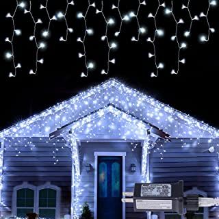 Amazon.com: christmas lights - 4 Stars & Up / New / Christmas / String Lights / Outdoor Ligh...: Tools & Home Improvement White Outdoor Christmas Decor, Outdoor Light Ideas, Icicle Lights Outdoor, House At Christmas, Led Icicle Lights, Icicle Christmas Lights, Rain Lights, Lights Decor, Outdoor Christmas Decor