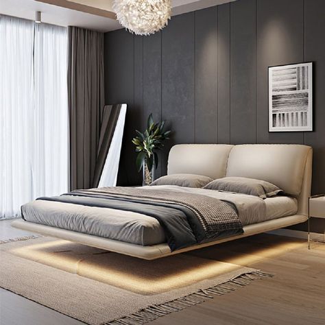 ZTOZZ Upholstered Platform Bed | Wayfair Modern Classic Interior Bedroom, Plateform Bed, Modern King Bed Frame, Low Platform Bed Frame, Bed Upholstery, Bed Frame Modern, Low Profile Bed Frame, Low Platform Bed, Leather Platform Bed