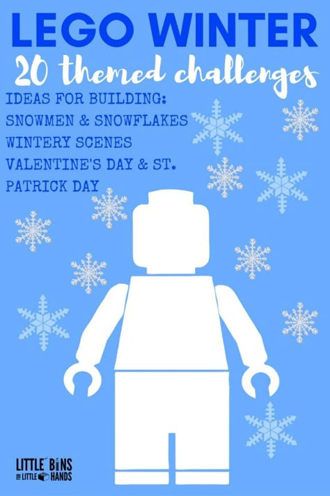 Winter LEGO Building Activities, Challenges and Ideas for Kids including holidays! Building Ideas For Kids, Lego Building Ideas, Lego Winter, Used Legos, Kids Building, Lego Challenge, Lego Wall, Lego Club, Lego Christmas