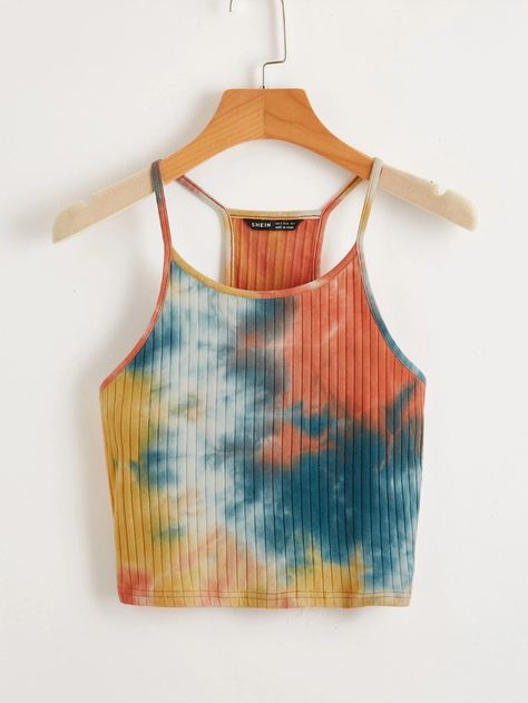 Tie Dye Cami Top | SHEIN USA Cute Tie Dye Shirts, Tye Dye Ideas, Dyed Clothes, Diy Tie Dye Designs, Tie Dye Patterns Diy, Cute Tie Dye, Tie Dye Ideas, College Wardrobe, Tie Dye Party