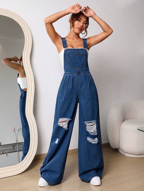 Ripped Denim Overalls, Moda Denim, Business Formal Dress, Coachella Dress, Diy Vetement, Denim Day, Formal Dresses Gowns, Elegante Casual, Professional Dresses