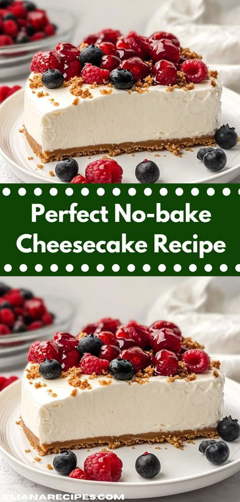 Searching for a decadent dessert that’s quick to whip up? This Perfect No-bake Cheesecake Recipe combines effortless preparation with irresistible flavors, making it the ideal choice for busy weeknights or festive gatherings. Classic Cheesecake Recipes Easy, Cheesecake Ingredients, Simple Desserts No Bake, Cheesecakes No Bake, Cold Cheesecake Recipes, Easy Bake Cheesecake, Cheesecake With Cool Whip, Easy Quick Cheesecake Recipes, Easy Bake Cheesecake Recipes