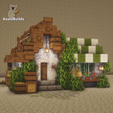 Tap to watch the tutorial Minecraft Blossom Town, Easy Minecraft Cottage Tutorial, Cottage Town Minecraft, Village Homes Minecraft, Mc Cottagecore Builds, Village Buildings Minecraft, Minecraft Village Ideas Houses Easy, Minecraft Villager House Ideas Cottagecore, Minecraft Cottage Town