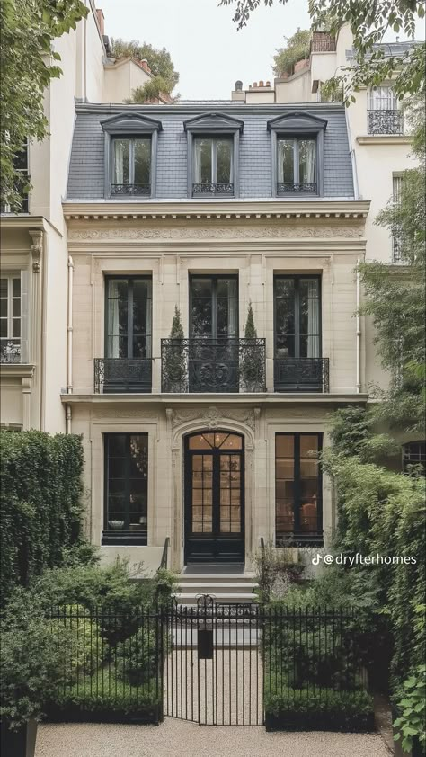 Small French Home Exterior, Chicago Townhouse Exterior, French Suburban House, Cafe With Apartment Above Exterior, French Townhouse Exterior, French Stucco Home Exterior, Boston Brownstone Aesthetic, Melbourne House Exterior, French House Architecture