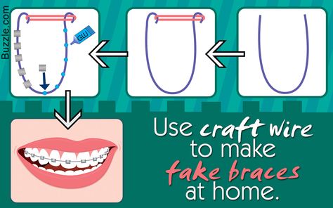 Want to wear fake braces to fool your friends or to look geek chic for a party? Check out how to make fake braces that look real, in this Buzzle article. How To Make Fake Teeth, How To Make Fake Braces That Look Real, Fake Braces For Sale, How To Make Fake Braces, Fake Braces Diy, How To Make Braces, Playroom And Office, Nerd Halloween Costumes, Diy Braces