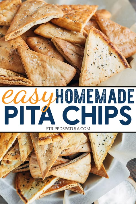 Toasted Pita Chips, Pita Crisps Recipe, Pita Chip Recipe, Pita Bread Chips Recipes, Copycat Cava Pita Chips, Diy Pita Chips, Baked Pita Chips Recipe, How To Make Pita Chips From Pita Bread, Home Made Pita Chips