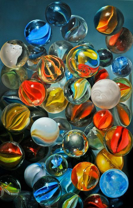 Did you have marbles when you were a child?   I did.  Even as a little girl, I was always very visually oriented, and I loved the glass ma... Phyllo Cup Appetizers, Colossians 1 10, Cup Appetizers, Tjalf Sparnaay, Hyper Realistic Art, Haarlem Netherlands, Vintage Marbles, Food Still Life, 2 Samuel