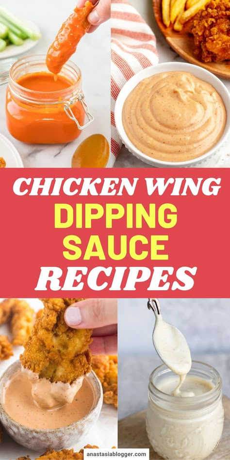 You can eat chicken wings on their own but if you want more flavor, here are 15 amazing dipping sauces for chicken wings you can whip up in no time! #partyfood #dippingsauce #chickenwings Chicken Wing Sauce Recipe Homemade, Buffalo Dipping Sauce For Chicken, Dipping Sauce For Wings Recipes For, Creamy Mild Wing Sauce Recipe, Homemade Sauce For Wings, Chicken Wings Dips, Sauce Recipes For Chicken Wings, Dips That Go With Chicken Wings, Everything Wing Sauce