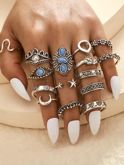 Big Rings For Women, Rings For Women Unique, Rings Set For Women, Express Fashion, Silver Ring Set, Big Rings, Butterfly Ring, Pretty Jewelry, Midi Rings