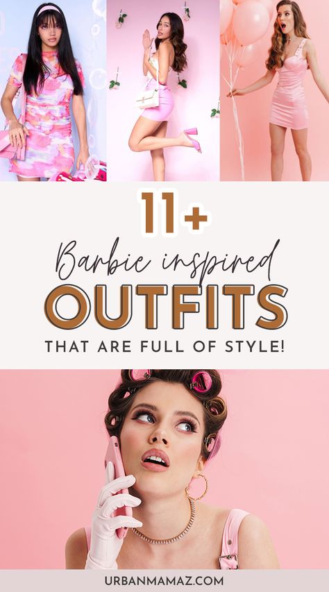 Best Barbie Inspired Outfits for Adults Barbie With Jeans Outfit, Fashionista Barbie Outfit, Best Barbie Outfits, Curvy Barbie Outfits, How To Dress Like Barbie, Casual Barbie Outfits, Types Of Barbie Costumes, Barbie Dress Up Ideas, Barbie Bounding