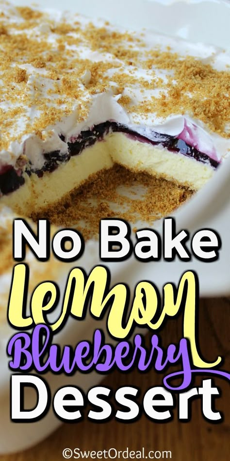 Pretty Layers, Blueberry Desserts Recipes, No Bake Lemon, Blueberry Desserts, Lemon Dessert Recipes, Torte Cupcake, Blueberry Recipes, Diet Vegetarian, Lemon Desserts