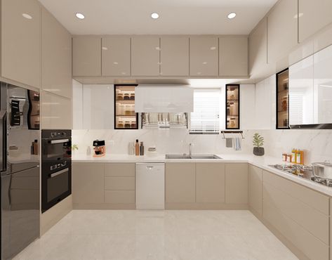 Kitchen Ideas For Small Spaces Modern, Glossy Kitchen Cabinets Modern, Kitchen Ideas Modern Luxury 2024, Home Boundary Wall Design, Majles Design, Latest Modular Kitchen Design, Glossy Kitchen, Kitchen Colour Combination, Latest Kitchen Designs