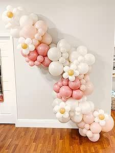 Daisy Balloon Arch Garland Kit -120pcs Flower Balloon Arch, Groovy Balloon Arch for Baby Shower Birthday, Pastel Pink Spring Balloons Arch for Girl Pink Daisy Balloon Arch, Groovy Balloon Arch, Daisy Balloon Arch, Flower Balloon Arch, Spring Balloons, Daisy Balloons, Sprinkle Ideas, Daisy Baby Shower, Balloons Arch