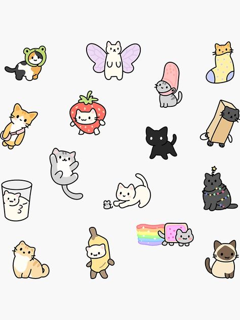 " cute cat memes pack" Sticker for Sale by Daniel .st | Redbubble Draw Stickers Ideas, Funny Cat Drawings Art, Diy Sticker Ideas Aesthetic, Cute Easy Stickers, Cute Stickers Drawings, Cute Sticker Ideas Easy, Cute Things To Print Out, Stickers Packs Printable, Stickers Drawing Ideas