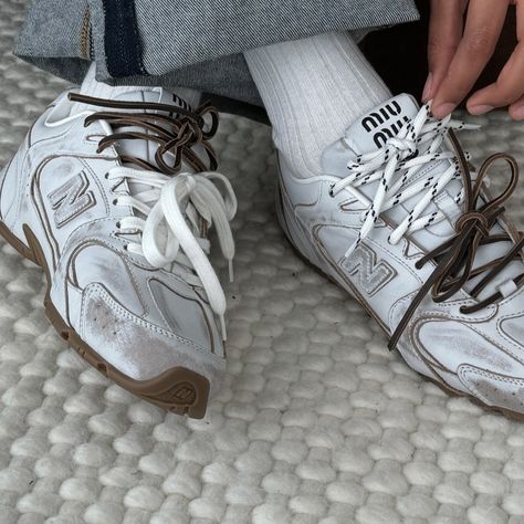 When you’ve never wanted a pair of sneakers this badly 👟 🔎 New Balance Sneakers, Miu Miu x NB, Tending Sneakers Miu Miu New Balance Outfit, New Balance X Miumiu, Miu Miu New Balance, Miu Miu Sneakers, Sneakers 2024, New Balance Outfit, Heels Aesthetic, Type Shi, Shoe Wishlist