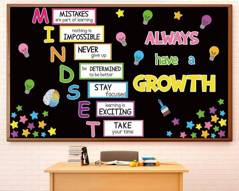 Amazon.com: Growth Mindset Bulletin Board Positive Educational Sayings Accents Decoration Inspiration Classroom Wall Display Set Colorful Poster Brain Cutouts for Teacher Student Back to School Decor Supplies : Office Products In School Suspension Classroom Decor, Bulletin Board Design Classroom, Special Education Resource Teacher, Aesthetic Classroom Decor, Classroom Wall Displays, Motivational Bulletin Boards, Middle School Bulletin Boards, Inspirational Bulletin Boards, Mindset Bulletin Board