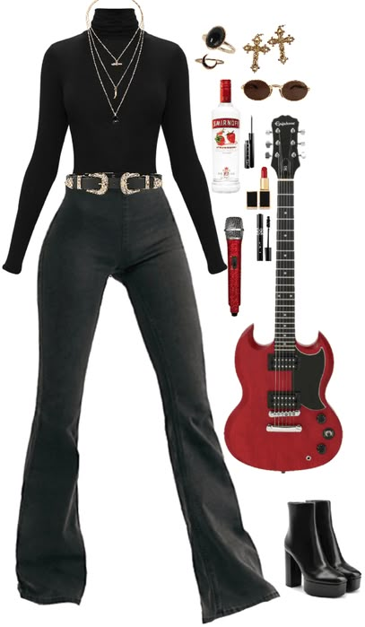 rockstar🎸 Outfit | ShopLook Rock Stars Outfit, 70s Fashion Grunge Punk Rock, Glam Rocker Outfit, 80 Rock Outfits, Band Girlfriend Outfit, Queen Band Concert Outfits, Rock Music Outfit, Rockstar Looks Women, Emo Rockstar Outfit