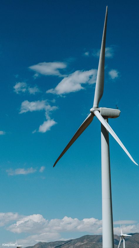 Wind turbine with a blue sky | free image by rawpixel.com, 4k iphone and mobile phone wallpaper / Teddy Rawpixel Wind Turbines Art, Windmill Images, Building A Wind Turbine, Home Wind Turbine, Wind Power Generator, Dandelion Wallpaper, Water Wheels, Wind Turbine Generator, Renewable Energy Projects