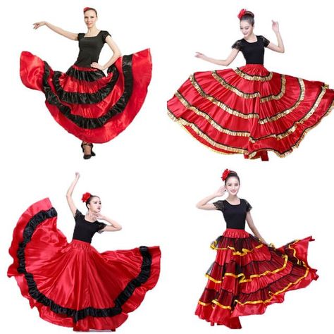 Online Shop Plus Size Lady Spanish Flamenco Skirt Dance Costumes Clothing for Women Red Black Spanish Bullfight Festival Belly Dance Wear | Aliexpress Mobile Flamingo Dancer, Flamenco Costume, Skirt Dance, Flamenco Skirt, Spanish Flamenco, Women Dance, Flamenco Dress, Stage Dance, Ballroom Dress