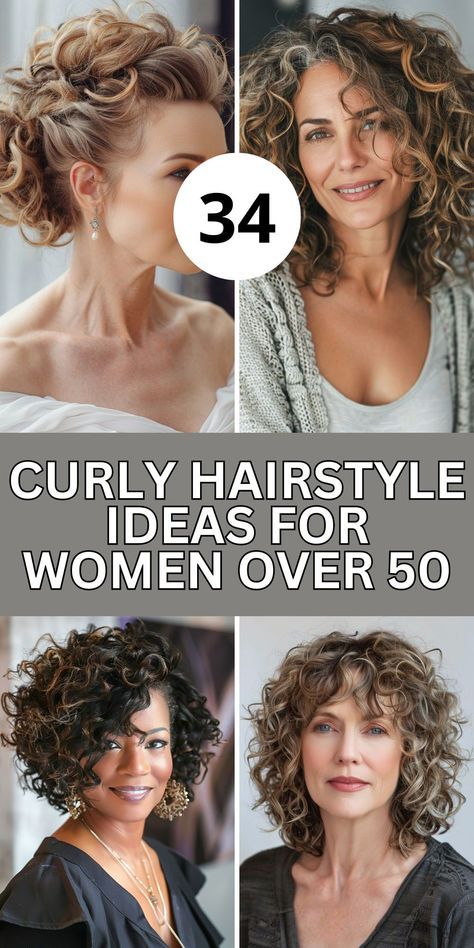 Transform your appearance with Curly Hairstyle Ideas for Women over 50, featuring Long and Short Gray hair styles. These Medium length and wavy hair ideas are perfect for Older women with Round faces and Gray hair. Find the best curls and haircuts to suit your personal style and enhance your look. Hairstyles Medium Length Curly Hair, Short Styles For Curly Hair Over 50, Curly Hair Styles Women Over 50, Haircuts To Enhance Curls, Short Vs Long Curly Hair, Older Mexican Women Hairstyles, Medium Length Wavy Hairstyle, Medium Length Curly Hair With Layers Curls Wavy Bobs, Rounded Haircut Curly Hair