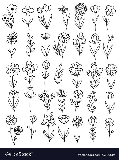 Simple Eucalyptus Drawing, Free Svg Line Art, Leaves Doodle Art, Leaves And Flowers Drawings, Forest Leaves Illustration, Simple Floral Line Art, Simple Flower Drawing Doodles Hand Drawn, Hand Drawn Flowers Simple, Flower Line Illustration