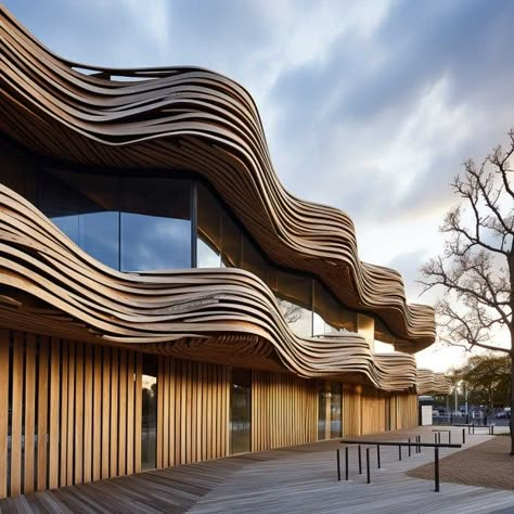 Timber Building Concept Wood In Architecture, Calming Architecture, Architecture Massing, Timber Cladding Exterior, Wood Construction Architecture, Wood Details Architecture, Timber Construction Architecture, German Buildings, Timber Buildings Architecture