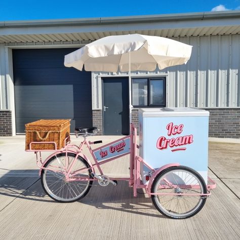 Ice cream tricycle Ice Cream Store Ideas, Ice Cream Cart Ideas, Ice Cream Pop Up, Ice Cream Stand Ideas, Ice Cream Cart Business, Summer Business Ideas, Ice Cream Truck Ideas, Ice Cream Cart Design, Ice Cream Tricycle