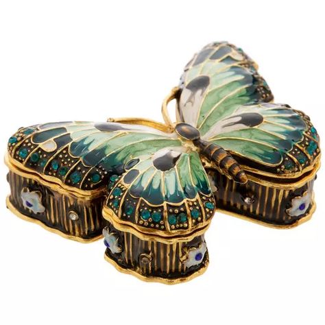 Blue & Green Butterfly Jewelry Box | Hobby Lobby | 2077048 Blue Green Butterfly, Butterfly Jewelry Box, Oval Jewelry, Vintage Containers, Dainty Flowers, Green Butterfly, Floral Shop, Butterfly Jewelry, Personalized Clothes