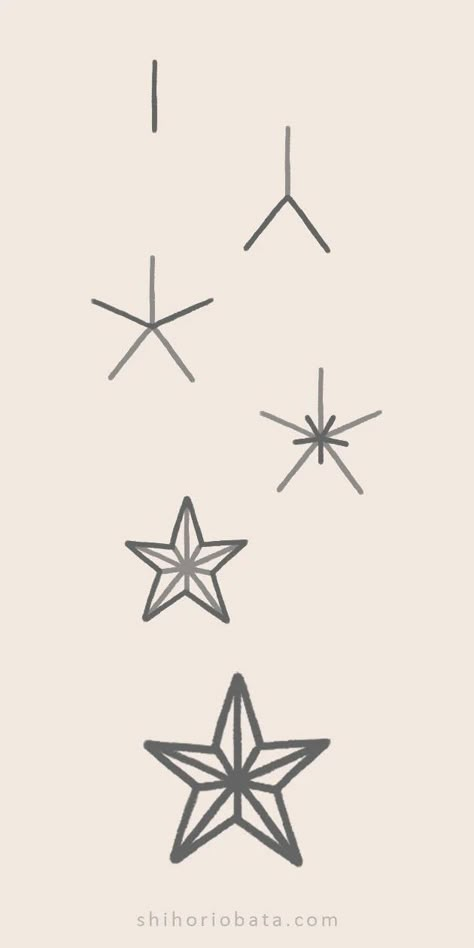 Star Sketch Simple, Star Paintings Easy, Christmas Star Drawing Simple, Star Journal Ideas, Moon And Stars Drawing Simple, Star Drawing Tutorial, How To Draw A Star Easy, Snow Flakes Drawing Easy, Easy Star Drawings