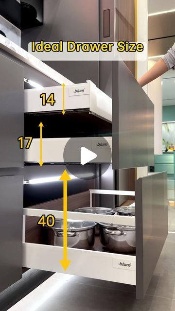 Drawer In Drawer Kitchen, Important Kitchen Features, Kitchen Cabinets Measurements Cm, Kitchen With Only Drawers, Measuring Cup Drawer, Kitchen Drawer Sizes, Tendem Kitchen Drawer, Kitchen Drawers Design, Kitchen Drawer Dimensions