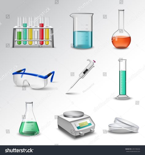 Laboratory glass equipment realistic decorative icons set with flasks beakers and pipette isolated vector illustration #Ad , #spon, #realistic#decorative#icons#Laboratory Laboratory Apparatus, Chem Notes, Creative Flyer Design Ideas, Science Kids, Science Classroom Decorations, Laboratory Design, Science Equipment, Science Icons, Medical Videos