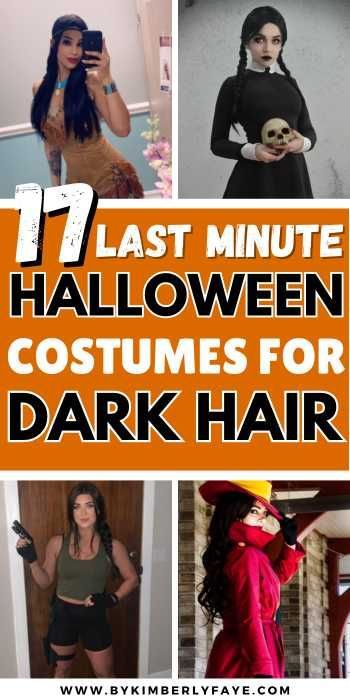 Be prepared quickly with these 17+ Insanely Easy Last Minute Halloween Costumes For Dark Hair, Last Minute Halloween Costumes Dark Hair, Easy Last Minute Halloween Costumes Dark Hair Black Diy Halloween Costumes, Simple Last Minute Costumes For Women, Halloween Costumes With Long Black Hair, Dark Haired Costume Ideas, Costumes With Long Black Hair, Halloween Costumes Last Minute Women, Last Minute Homemade Halloween Costumes, Costumes For Long Black Hair, Halloween Costumes For Long Dark Hair