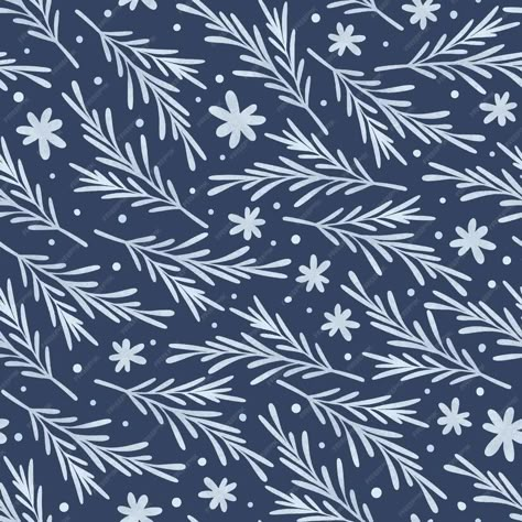 Premium Vector | Winter seamless pattern. leaves, flowers and christmas trees. Winter Packaging Design, Winter Floral Pattern, Winter Seamless Pattern, Winter Pattern Wallpaper, January Pattern, Winter Graphic Design, Gingerbread City, Graphics Aesthetic, Winter Graphics