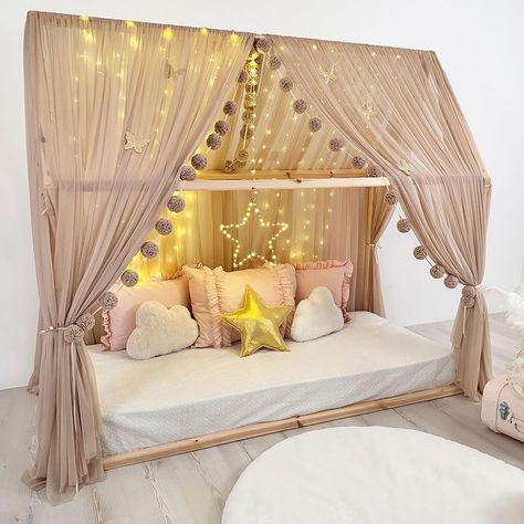 Deluxe Beige Montessori Tente🌟🌟🌟🌟 #montessorıbedcanopy#bedcanopy#canopy#tulle#room#magic#trend#canopybed#pamuka#pamukakid Bedroom Diy Wall Art, Girls Bedroom Color Schemes, Kids Bedroom Diy, Girly Bedroom Decor, Wall Art Girls Bedroom, Tent Bed, Montessori Bed, Bedroom Design Inspiration, Bedding Inspiration