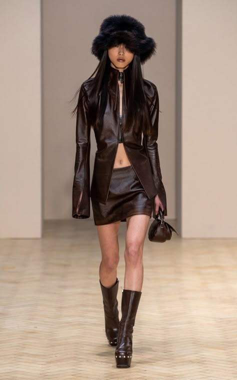 Marissa Cooper, Leather Trend, Runway Fashion Couture, Winter 22, Leather Shirt, Winter Trends, Leather Outfit, Creative Direction, Leather Mini Skirts