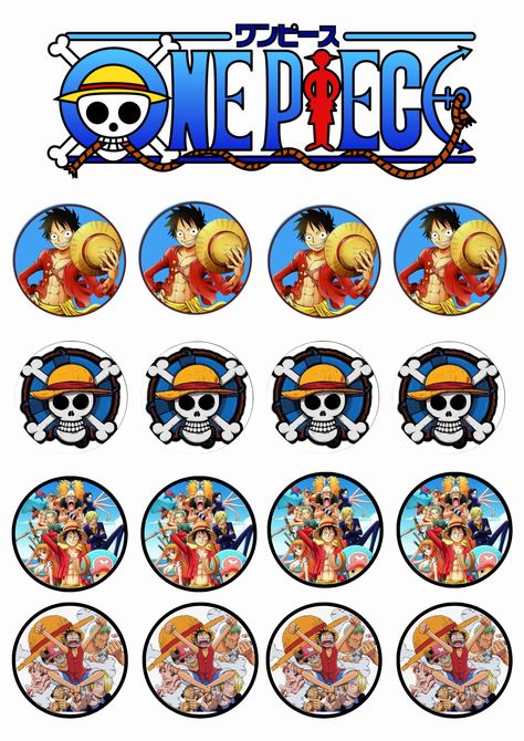 One Piece Cupcake Topper Printable, One Piece Cake Topper Printable, One Piece Cupcake, One Piece Cake Topper, Chat Wallpaper Whatsapp, One Piece Birthdays, One Piece Theme, Cap Cake, One Piece Logo