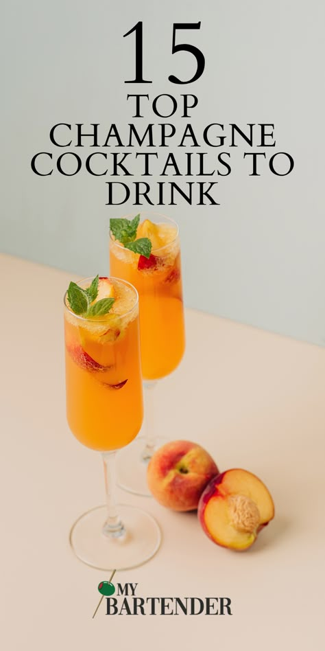 Holiday Champagne Cocktails, Champaign Cocktails, Bellini Cocktail Recipes, Holiday Champagne, Champagne Recipe, Champagne Breakfast, Bellini Cocktail, Bellini Recipe, Christmas Champagne